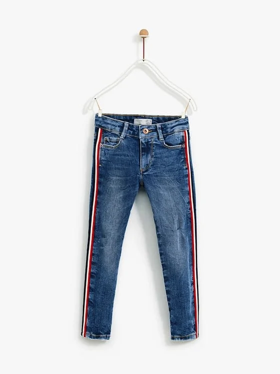 Jeans with side sales stripe zara